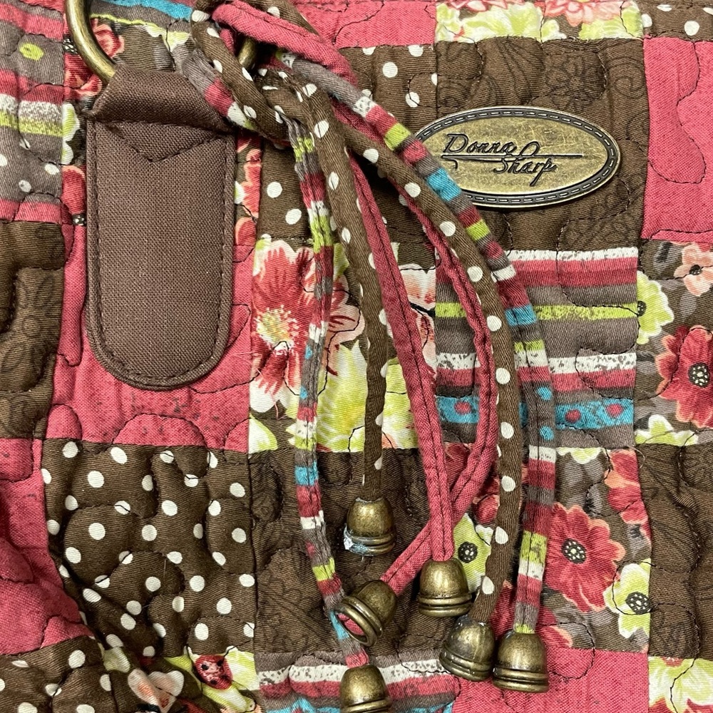 Vtg Donna Sharp Quilted Patchwork Handbag Pink Br… - image 2